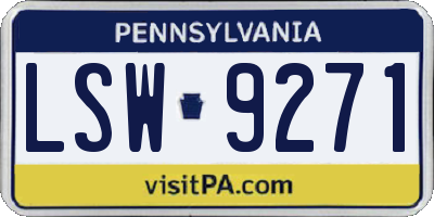 PA license plate LSW9271