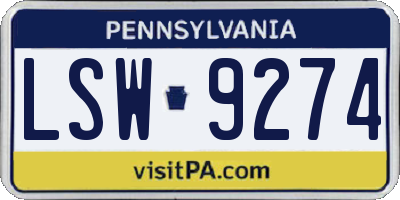 PA license plate LSW9274