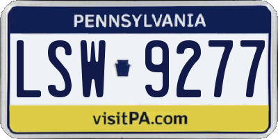 PA license plate LSW9277