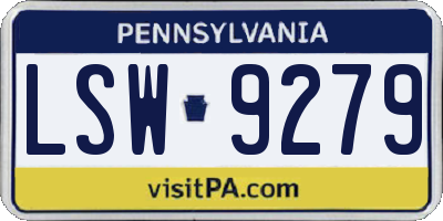 PA license plate LSW9279