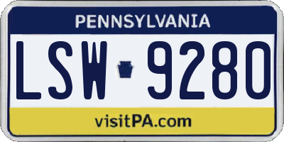 PA license plate LSW9280