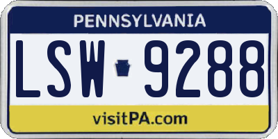 PA license plate LSW9288