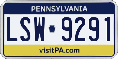 PA license plate LSW9291