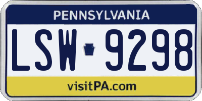 PA license plate LSW9298