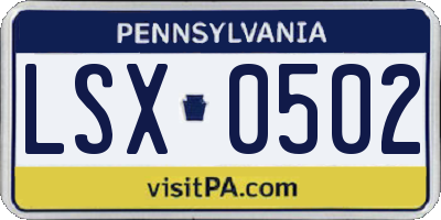 PA license plate LSX0502