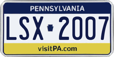PA license plate LSX2007