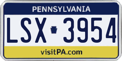 PA license plate LSX3954