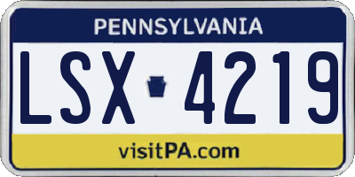 PA license plate LSX4219
