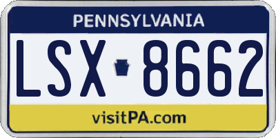 PA license plate LSX8662
