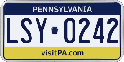 PA license plate LSY0242