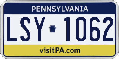 PA license plate LSY1062
