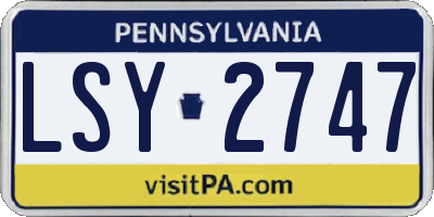 PA license plate LSY2747