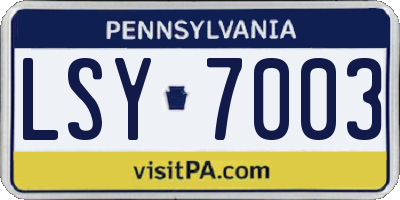PA license plate LSY7003