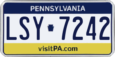 PA license plate LSY7242