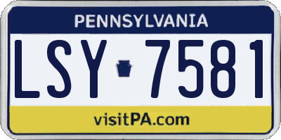 PA license plate LSY7581