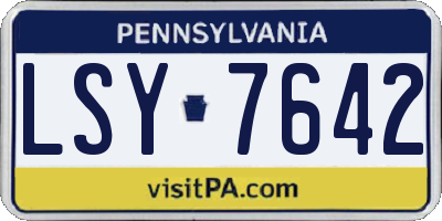 PA license plate LSY7642