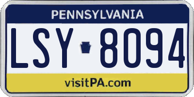 PA license plate LSY8094