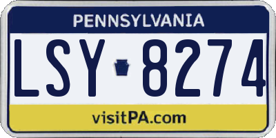 PA license plate LSY8274