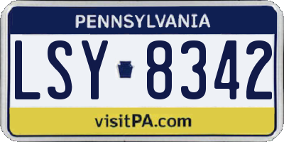 PA license plate LSY8342