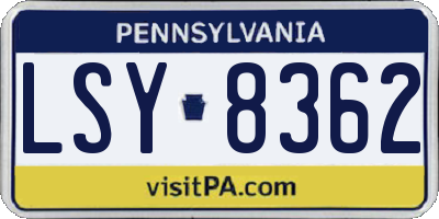 PA license plate LSY8362