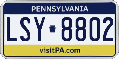 PA license plate LSY8802