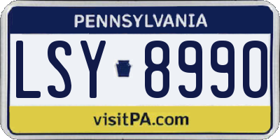 PA license plate LSY8990