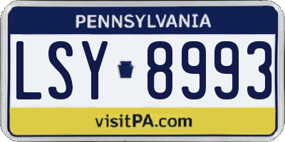 PA license plate LSY8993