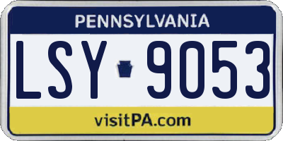 PA license plate LSY9053