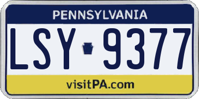 PA license plate LSY9377