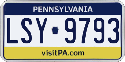 PA license plate LSY9793