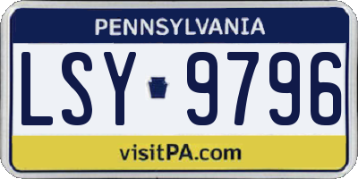 PA license plate LSY9796
