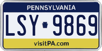 PA license plate LSY9869