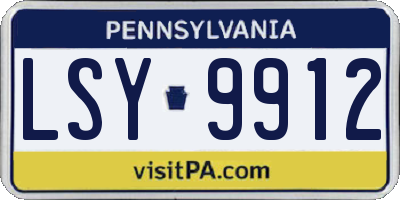 PA license plate LSY9912