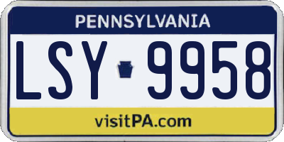 PA license plate LSY9958