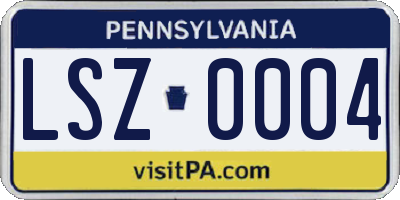 PA license plate LSZ0004