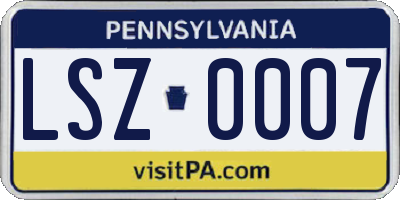 PA license plate LSZ0007