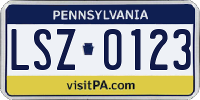 PA license plate LSZ0123