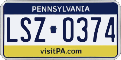 PA license plate LSZ0374