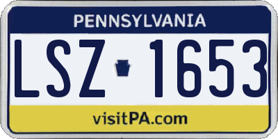 PA license plate LSZ1653