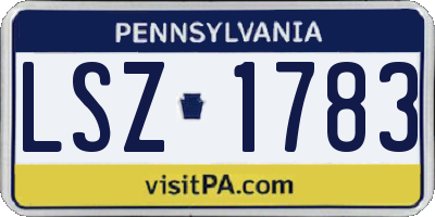 PA license plate LSZ1783