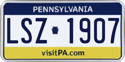 PA license plate LSZ1907