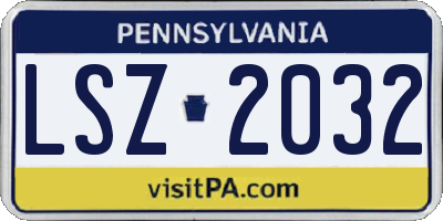 PA license plate LSZ2032