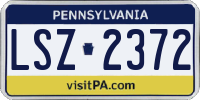 PA license plate LSZ2372