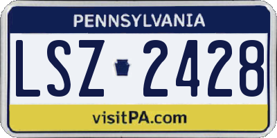 PA license plate LSZ2428