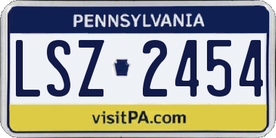 PA license plate LSZ2454