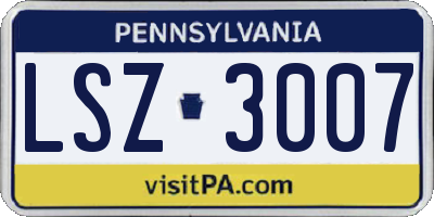 PA license plate LSZ3007