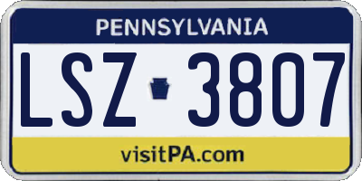 PA license plate LSZ3807