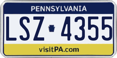 PA license plate LSZ4355