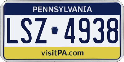 PA license plate LSZ4938