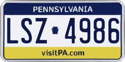 PA license plate LSZ4986